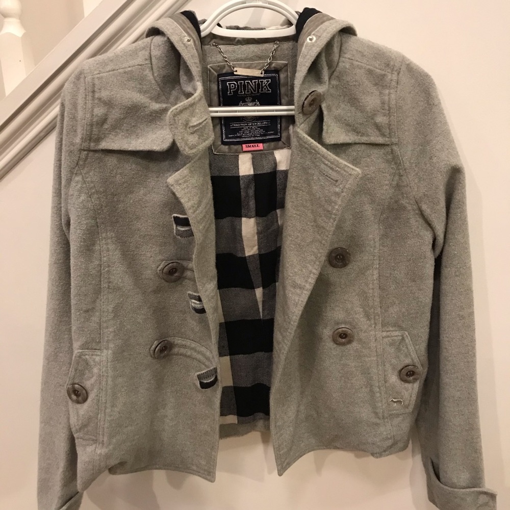 PINK BRAND grey pea coat